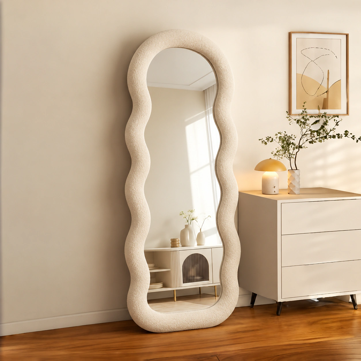Cream Wave Mirror