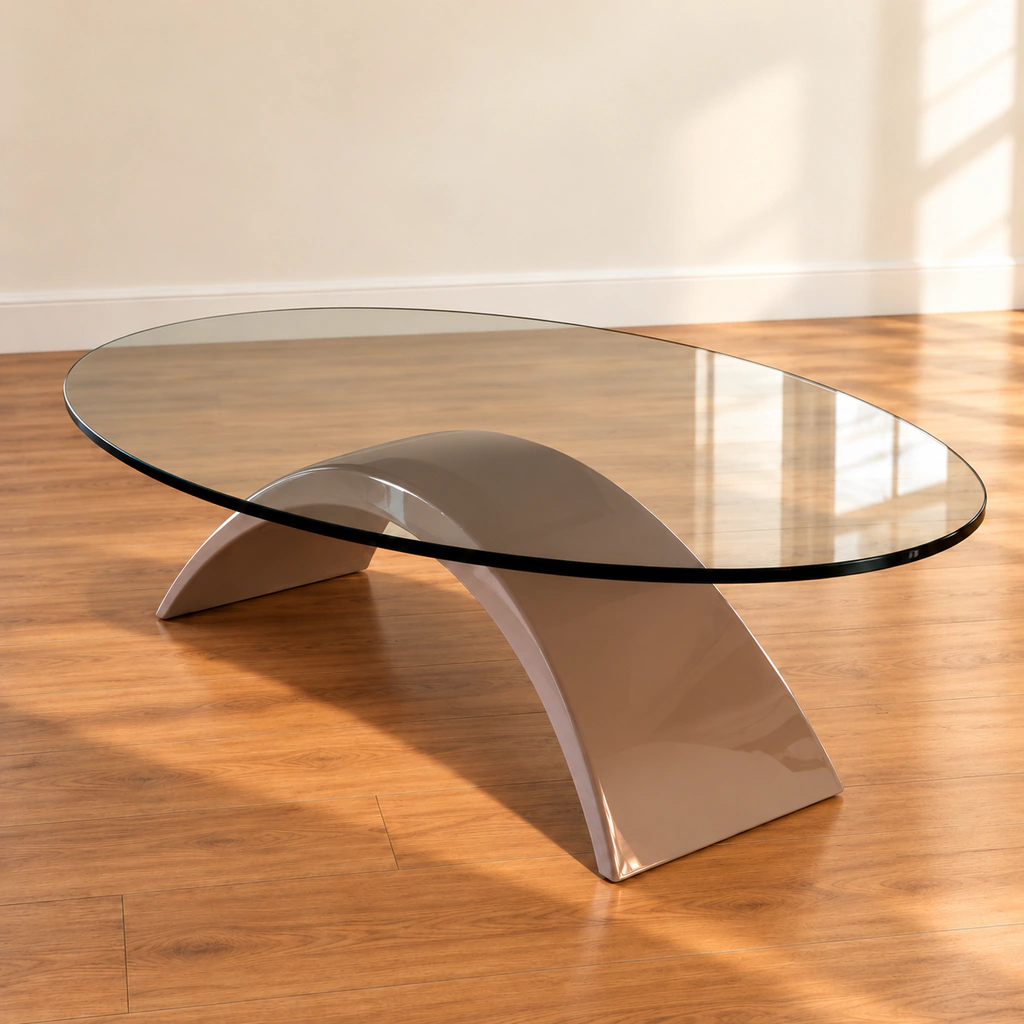 Oval Glass-Style Coffee Table