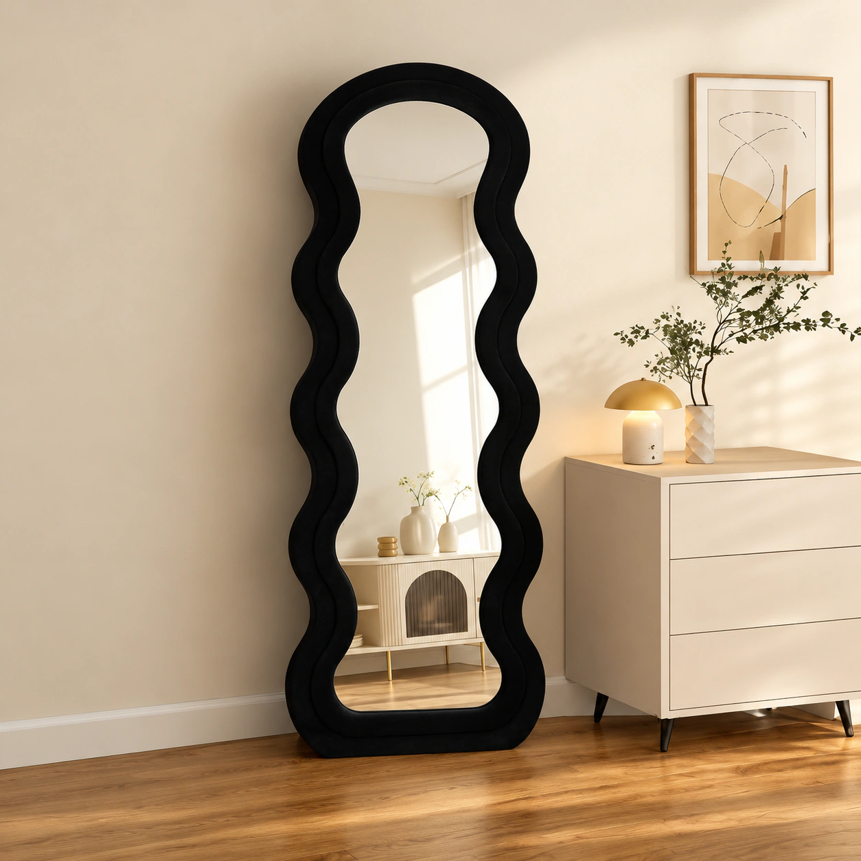 Black Wave Mirror