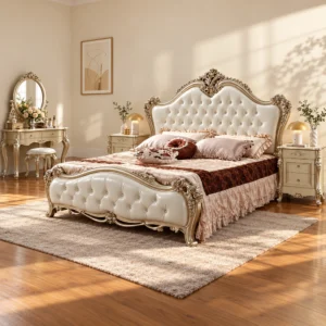 Champagne Tufted Classic Bed Set