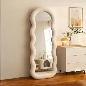 Cream Wavy Full-Length Standing Mirror – 6ft × 2ft