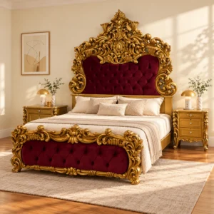 Gold and Burgundy Royal Bed Set